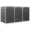 Vida XL Enclosures Anthracite vidaXL Triple Wheelie Bin Shed 81.5"x30.5"x44.3" Stainless Steel