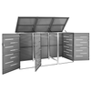 Vida XL Enclosures Anthracite vidaXL Triple Wheelie Bin Shed 81.5"x30.5"x44.3" Stainless Steel