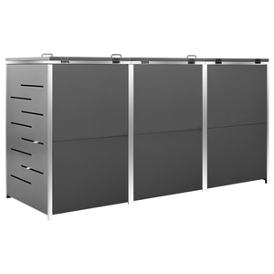 Vida XL Enclosures Anthracite vidaXL Triple Wheelie Bin Shed 81.5"x30.5"x44.3" Stainless Steel