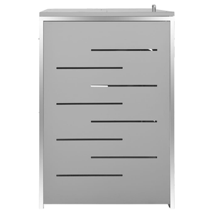 Vida XL Enclosures Gray vidaXL Quadruple Wheelie Bin Shed 108.9"x30.5"x44.3" Stainless Steel