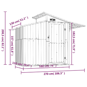 Vida XL Metal Sheds Anthracite vidaXL Garden Shed Anthracite 106.3"x51.2"x82.1" Galvanized Steel