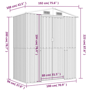 Vida XL Metal Sheds Anthracite vidaXL Garden Shed Anthracite 75.6"x42.5"x87.8" Galvanized Steel