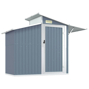 Vida XL Metal Sheds Gray vidaXL Garden Shed Gray 106.3"x51.2"x82.1" Galvanized Steel