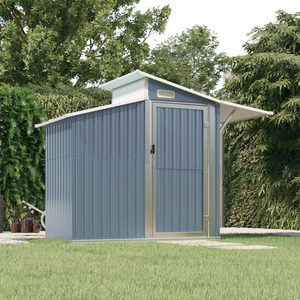 Vida XL Metal Sheds Gray vidaXL Garden Shed Gray 106.3"x51.2"x82.1" Galvanized Steel