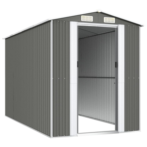 Vida XL Metal Sheds Gray vidaXL Garden Shed Light Gray 75.6"x140.6"x87.8" Galvanized Steel