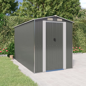 Vida XL Metal Sheds Gray vidaXL Garden Shed Light Gray 75.6"x140.6"x87.8" Galvanized Steel