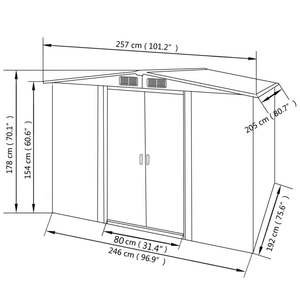 Vida XL Metal Sheds Gray vidaXL Garden Storage Shed - Gray Metal 101.2"x80.7"x70.1"