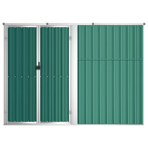 Vida XL Metal Sheds Green vidaXL Garden Tool Shed Green 88.6"x35"x63.4" Galvanized Steel - Organized and Durable Storage Space