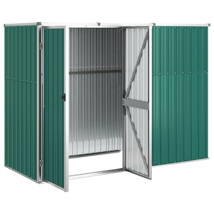 Vida XL Metal Sheds Green vidaXL Garden Tool Shed Green 88.6"x35"x63.4" Galvanized Steel - Organized and Durable Storage Space