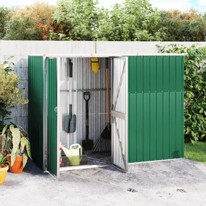 Vida XL Metal Sheds Green vidaXL Garden Tool Shed Green 88.6"x35"x63.4" Galvanized Steel - Organized and Durable Storage Space