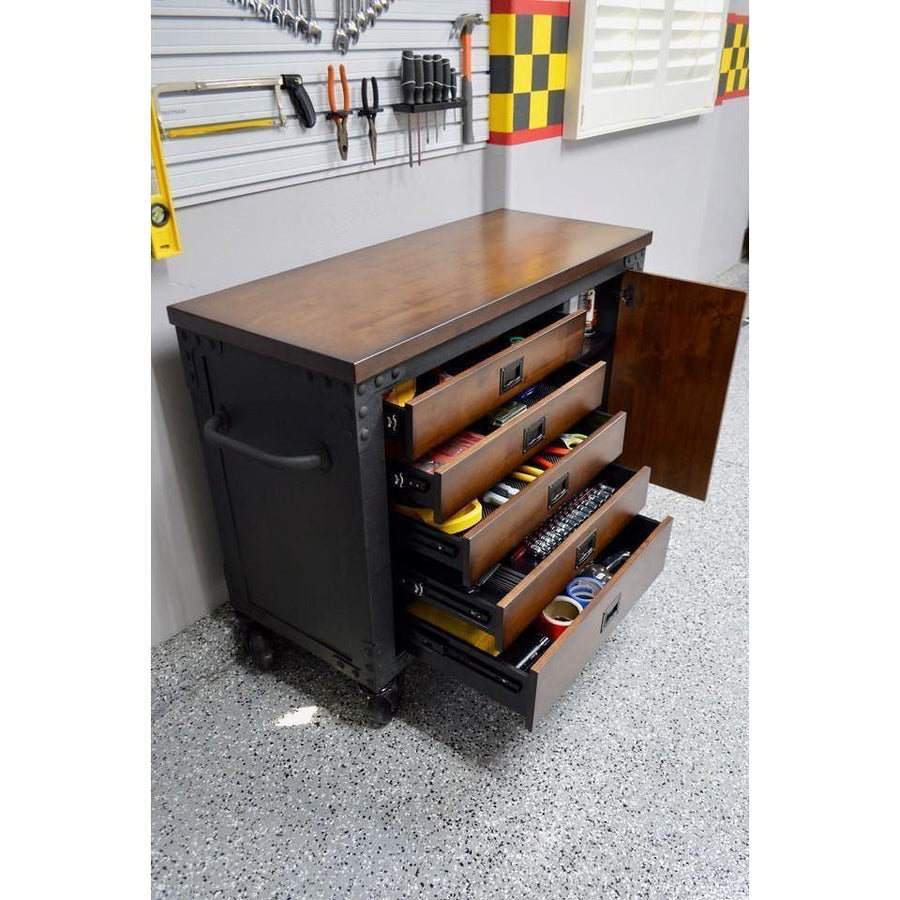 Duramax 48 in. 5Drawers Rolling Tool Chest with Wood Top Durasheds