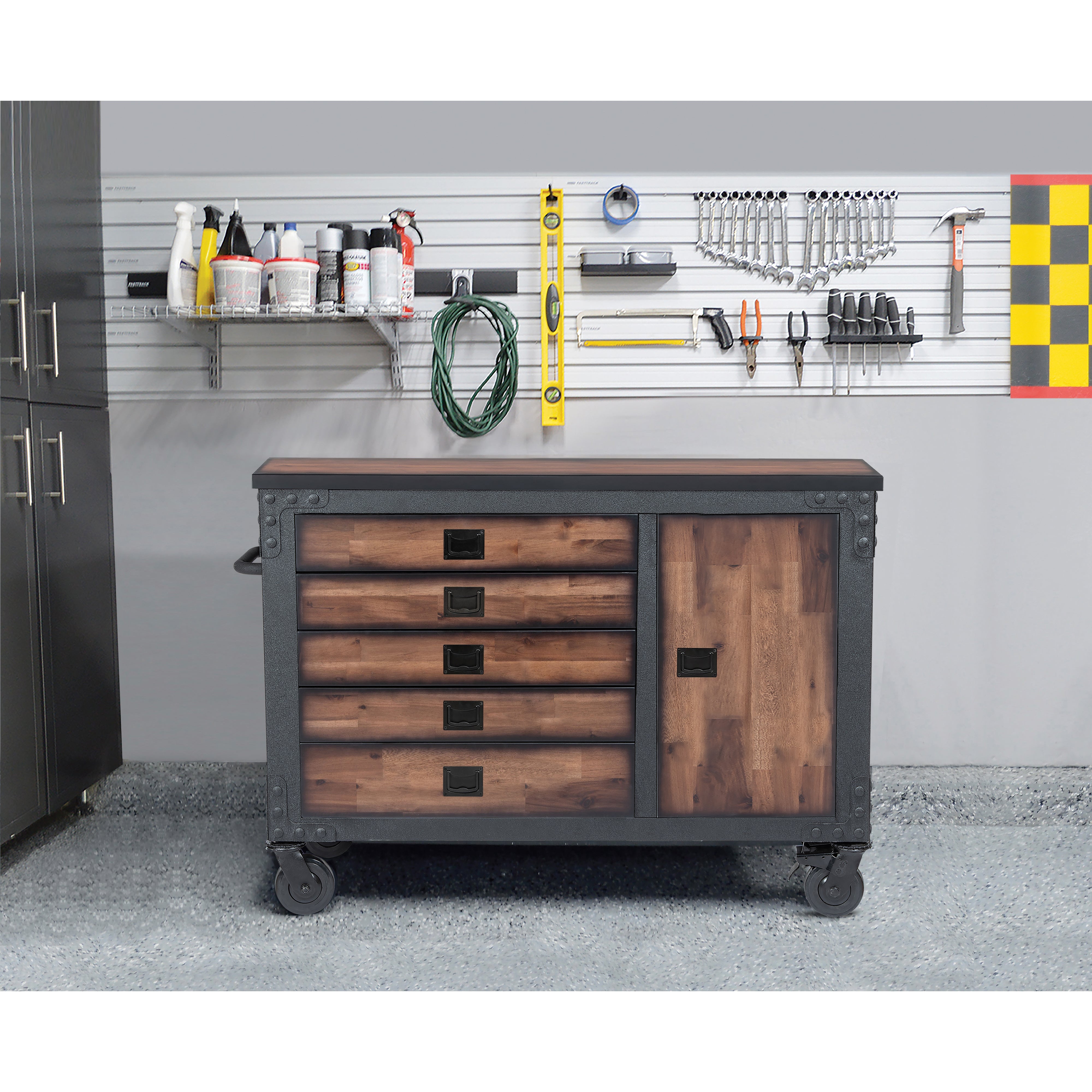 Duramax garage storage Duramax 5-Piece Garage Set with Workbench, Tool Chest and Wall Cabinets