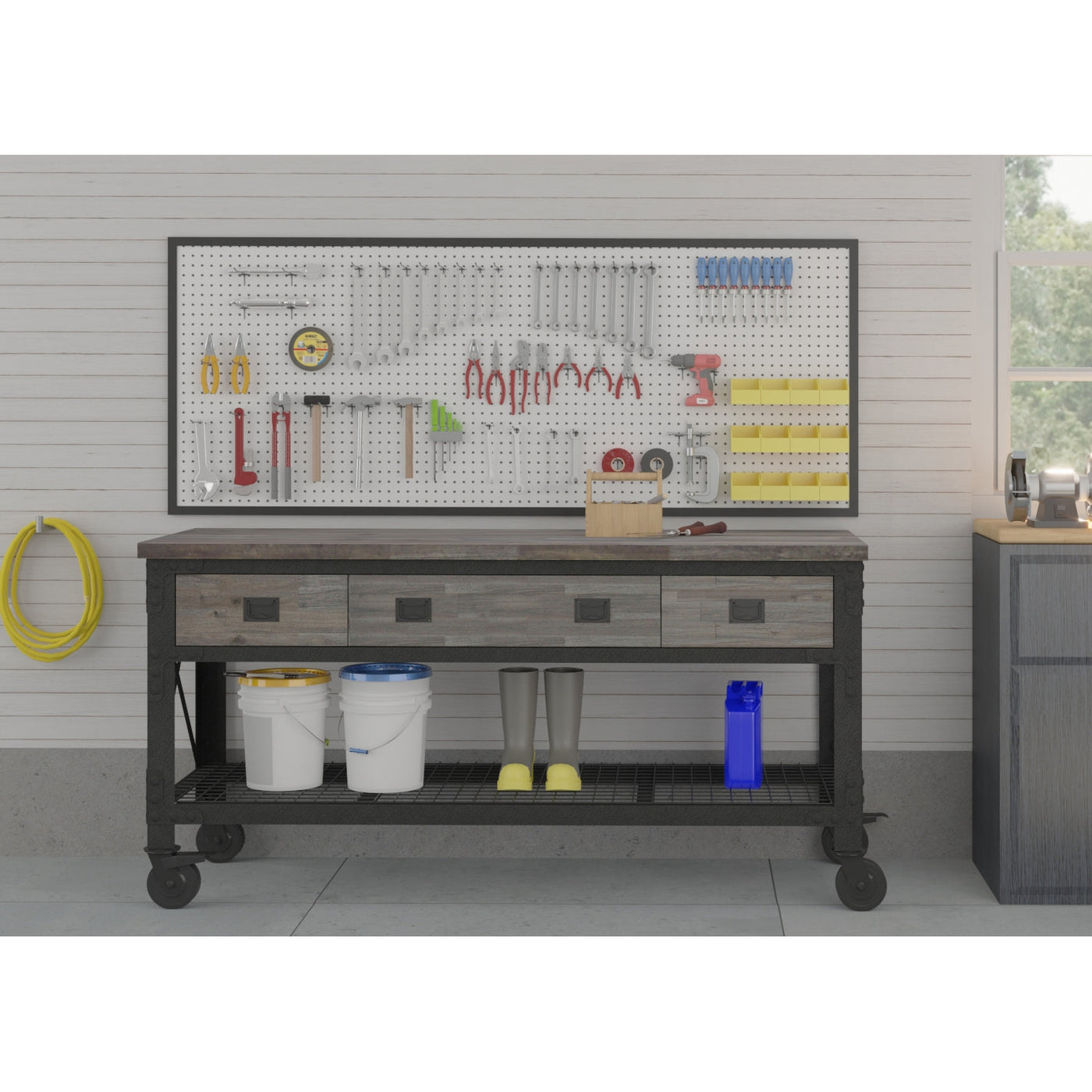 Duramax Rolling Industrial Workbench 72 In x 24 In. 3 Drawer with Wood