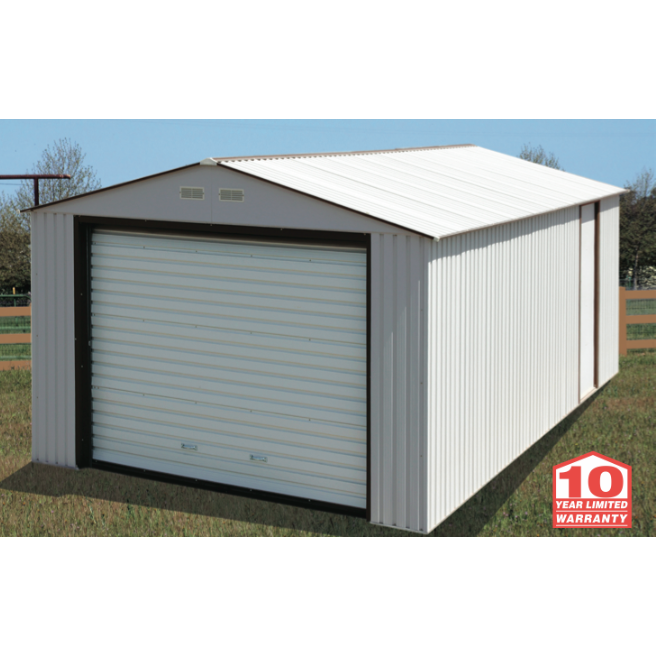 Duramax 12ft x 20ft Imperial Metal Garage Off White / Brown Trim