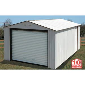 Duramax 12ft x 20ft Imperial Metal Garage Off White / Brown Trim Duramax 12ft x 20ft Imperial Metal Garage Off White / Brown Trim