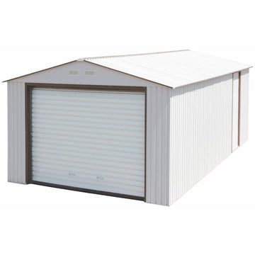 Duramax 12ft x 26ft Imperial Metal Garage Off White / Brown Trim ...