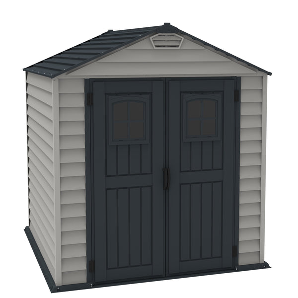 DuraMax 7ft x 7ft StoreMax Plus Vinyl Shed with Molded Floor – Durasheds