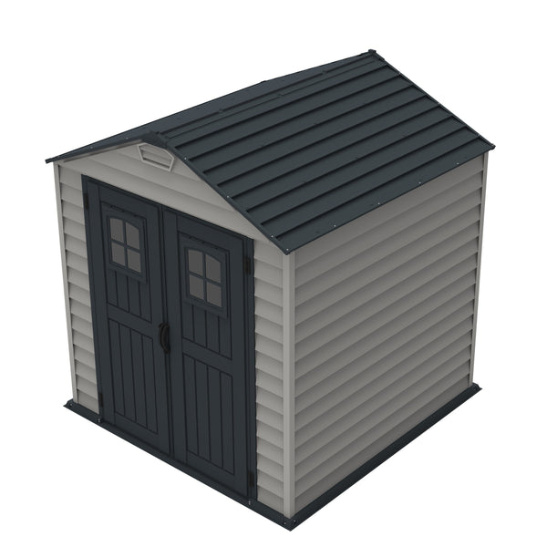 DuraMax 7ft x 7ft StoreMax Plus Vinyl Shed with Molded Floor – Durasheds