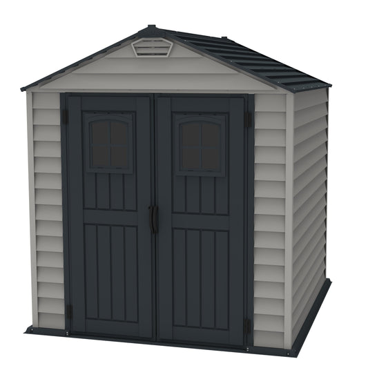 DuraMax 7ft x 7ft StoreMax Plus Vinyl Shed with Molded Floor – Durasheds