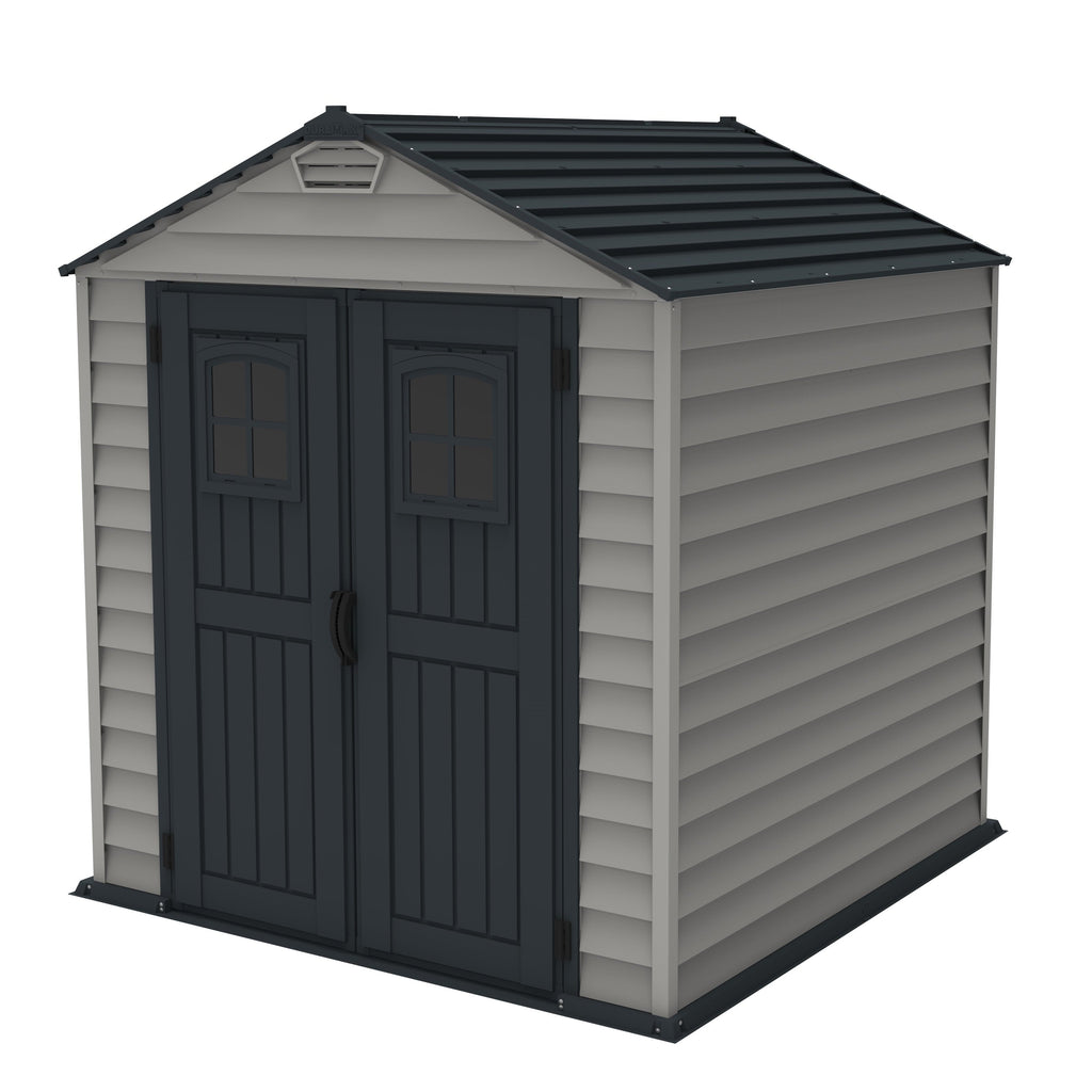 DuraMax 7ft x 7ft StoreMax Plus Vinyl Shed with Molded Floor – Durasheds