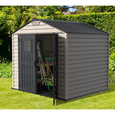 DuraMax 7ft x 7ft StoreMax Plus Vinyl Shed with Molded Floor – Durasheds