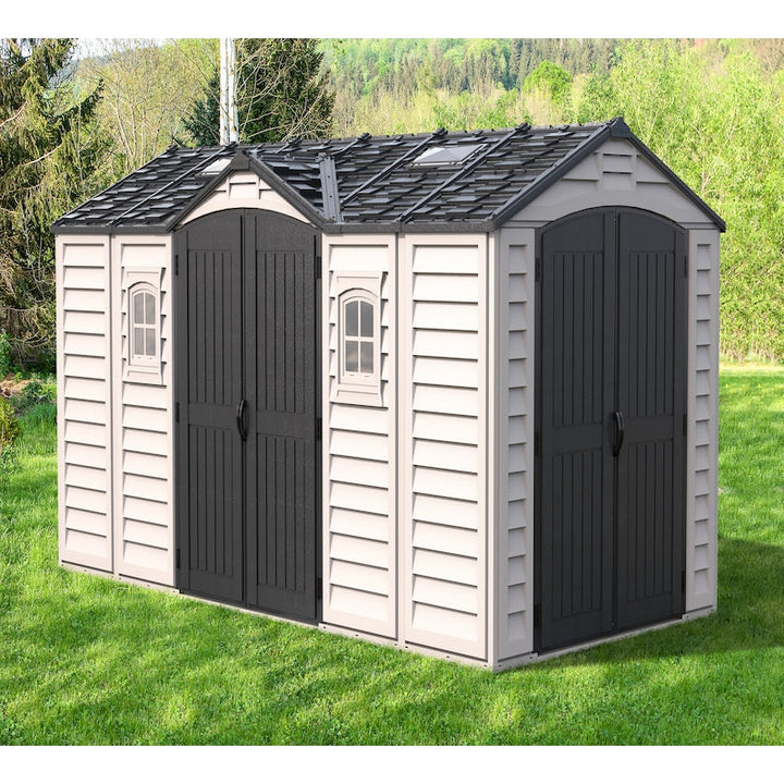 Duramax 15 x 8 Apex Pro Vinyl Shed with Foundation, 2 Windows and 2 Do ...