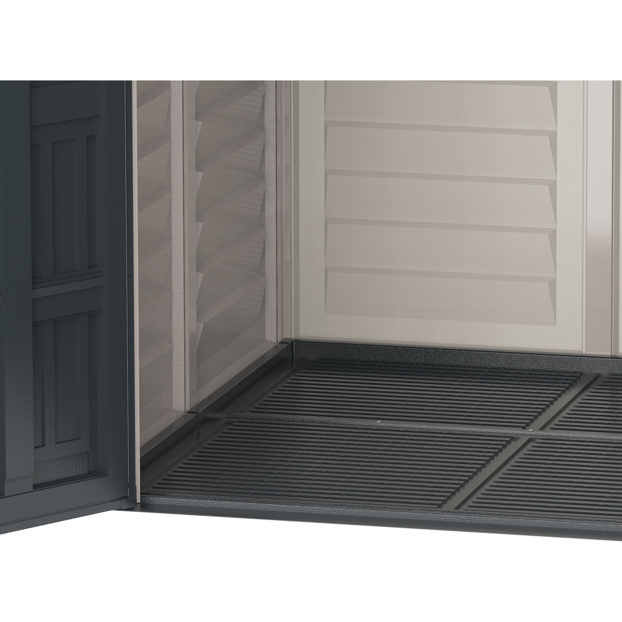 Duramax Vinyl Sheds Duramax YardMate Plus 5 ft. 6 in. x 5ft. 6 in. Gray Vinyl Storage Shed with Molded Floor (East Coast Purchase Only)