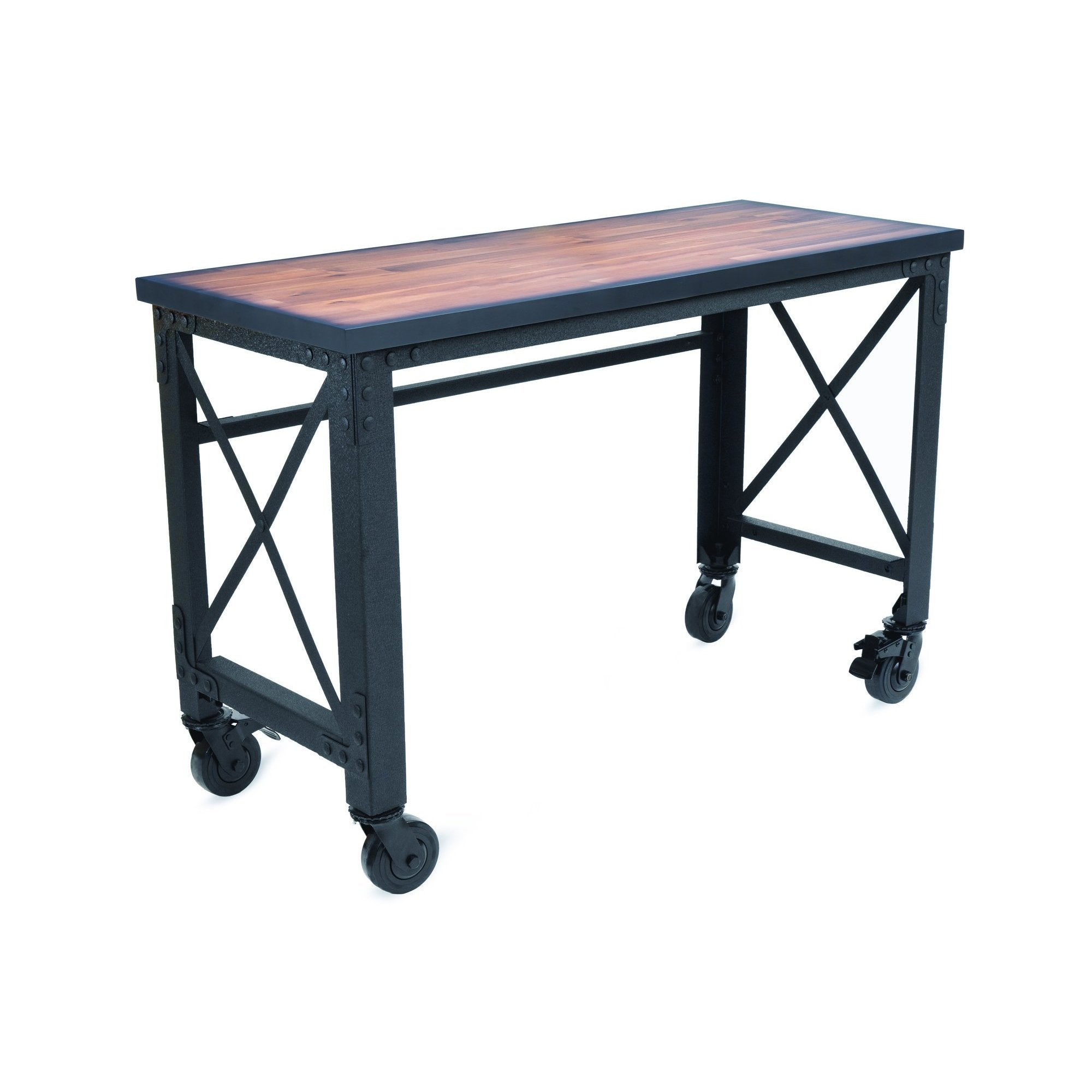 Durasheds furniture 52 in. x 24 in. Duramax Rolling Industrial Desk with Wooden Top (4 Size Options)