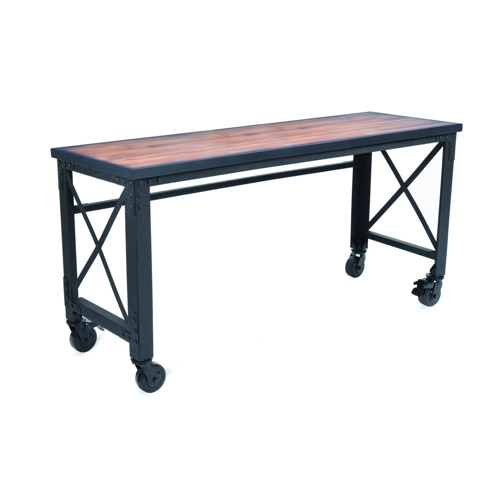 Durasheds furniture 72 in. x 24 in. Duramax Rolling Industrial Desk with Wooden Top (4 Size Options)