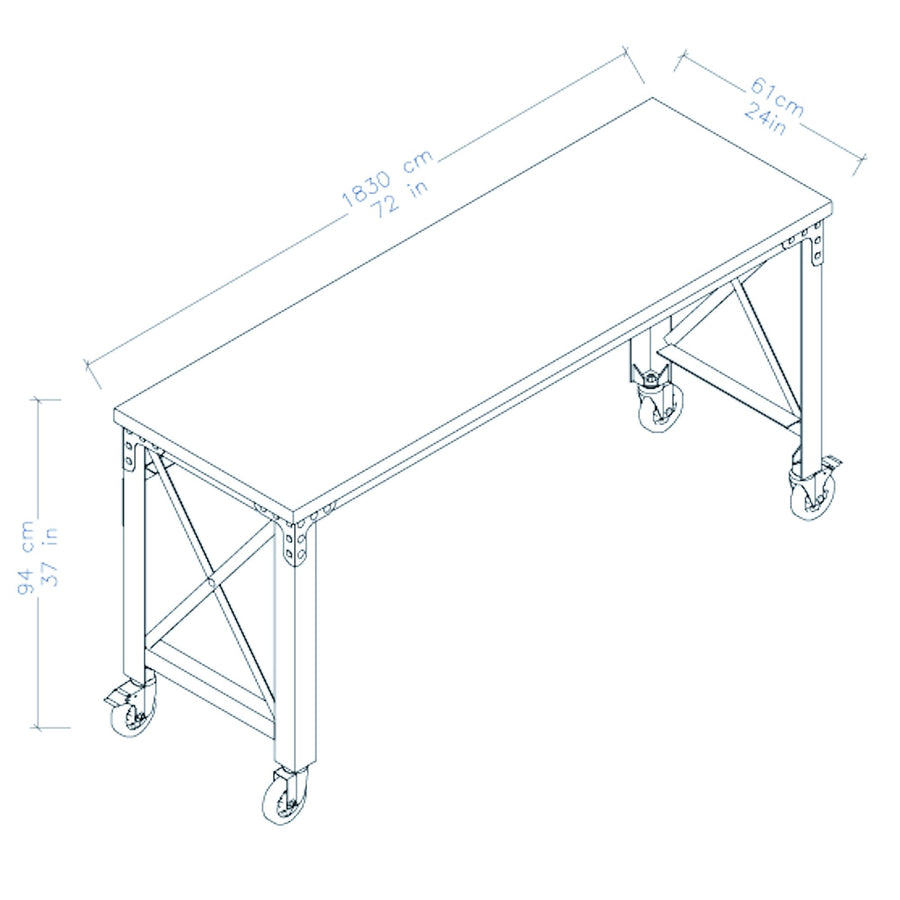 Duramax Rolling Industrial Desk with Wooden Top (4 Size Options