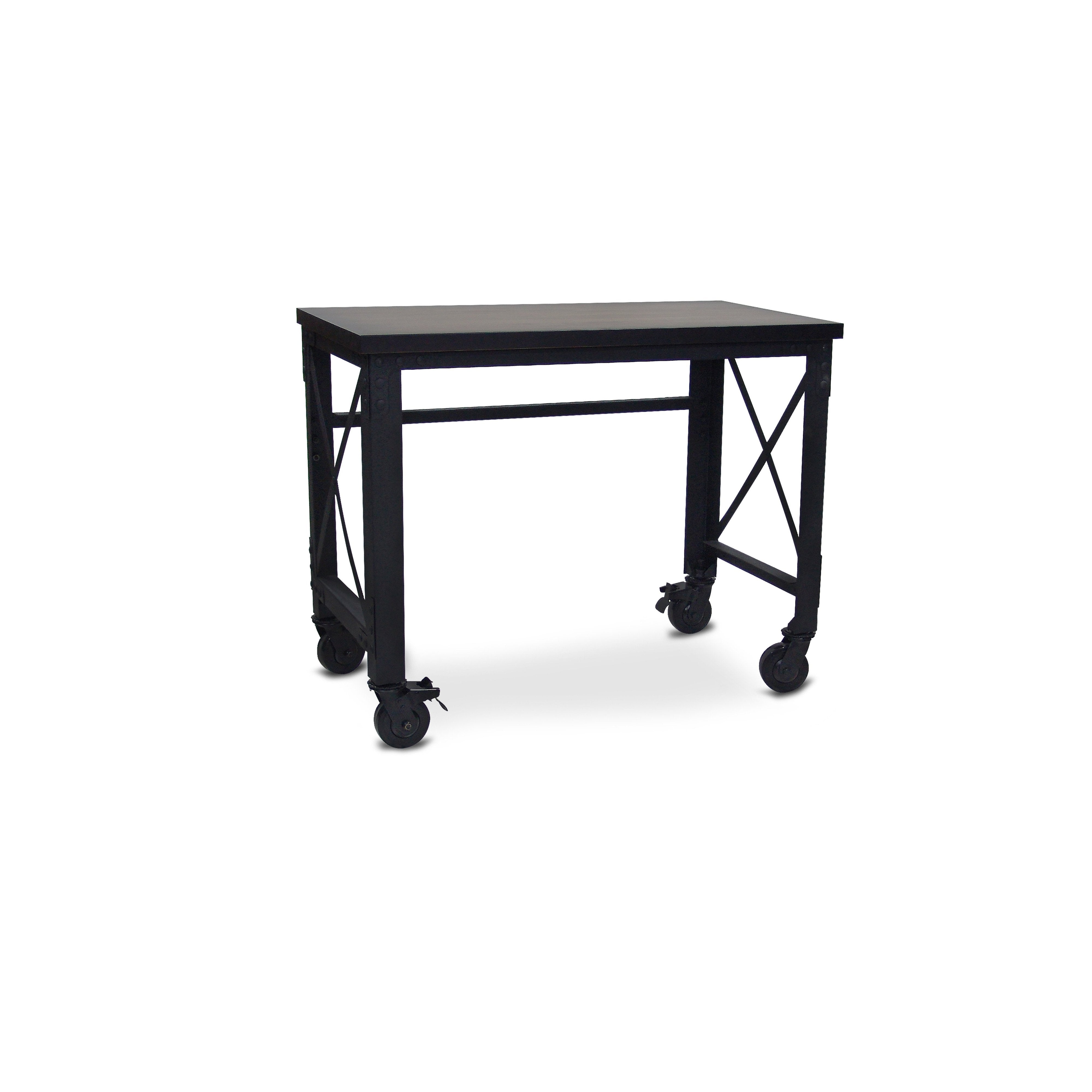 Durasheds furniture Duramax Rolling Industrial Desk with Wooden Top 46 Inches x 24 Inches
