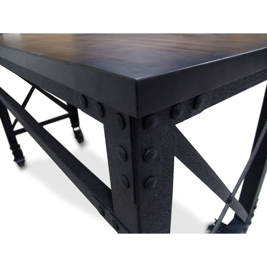 Duramax Rolling Industrial Desk with Wooden Top 62 Inches x 24 Inches