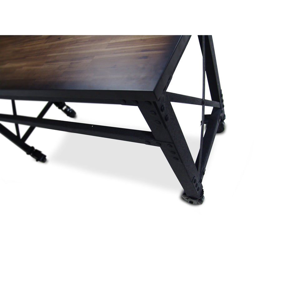 Duramax Rolling Industrial Desk with Wooden Top 62 Inches x 24 Inches